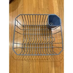 Vtg Rubbermaid Large Dish Drainer Drying Rack Coated Wire Blue 14" x 12.5"